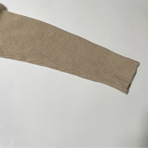 Michael Kors Beige Mock Neck Ribbed Knit Sweater Women's Size Large - Picture 3 of 16